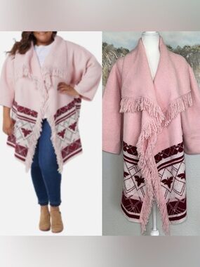 G.l.L.I. Jacquard Blanket Cardigan Sweater in Blush Pink ❄️💕❄️